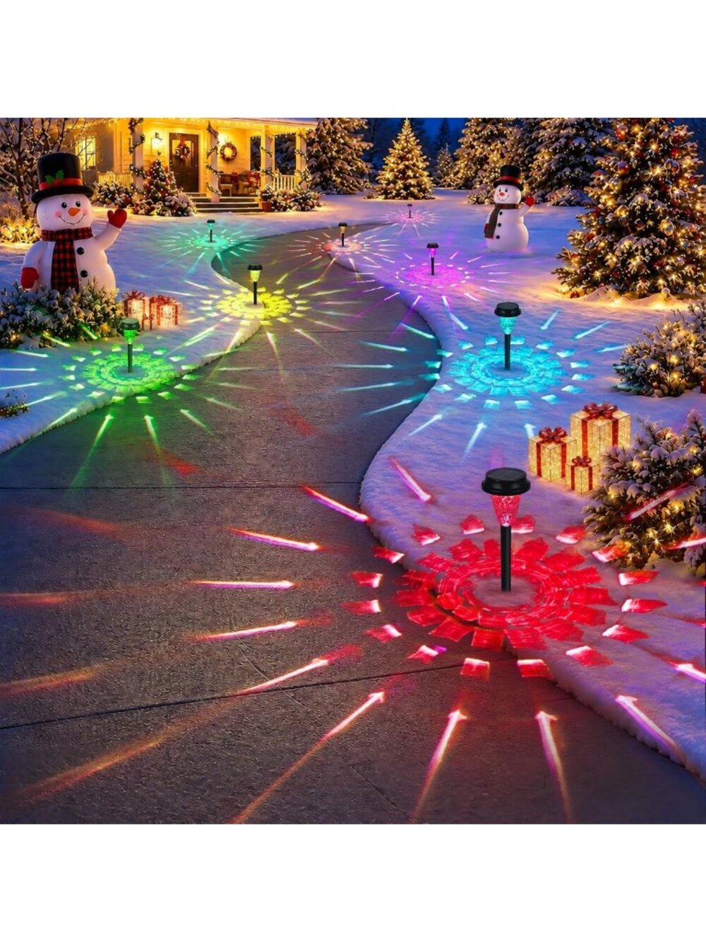 12 Pack Waterproof Solar Christmas Pathway Lights for Outdoor Decor & Holiday